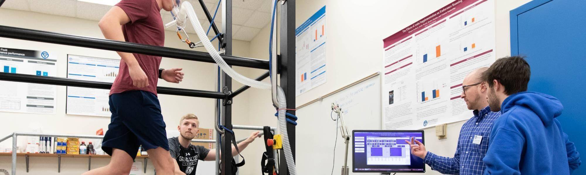 Students doing VO2 testing in class